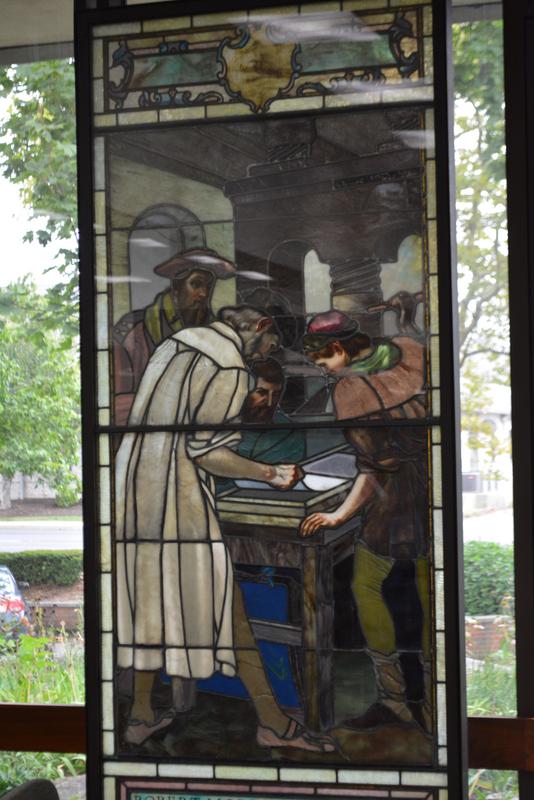 Morrisson Memorial Window:  Gutenberg and the Early Printers