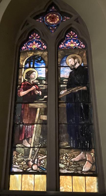 Britton Memorial Window:  Joseph Teaching Christ to be a Carpenter