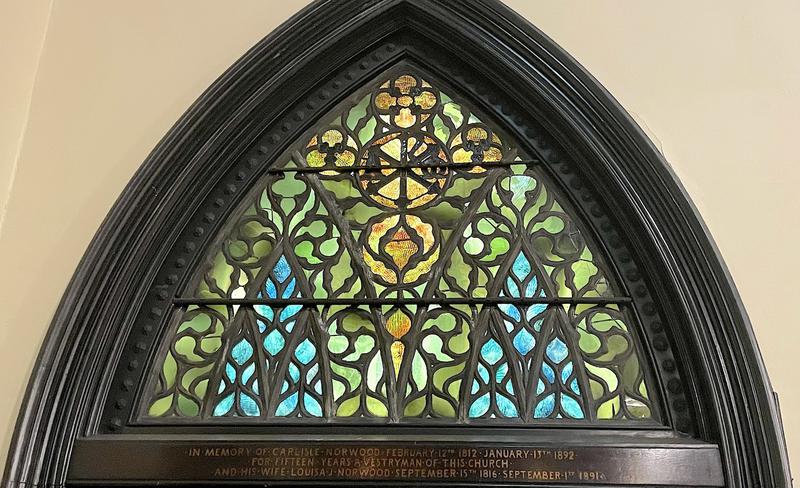 Norwood Memorial Door:  ornamental transom window