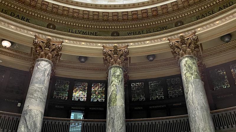 dome mosaic, with 150 foot long quotation from Milton's 