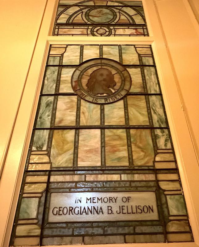 Jellison Memorial Window:  circular medallion with head of Christ