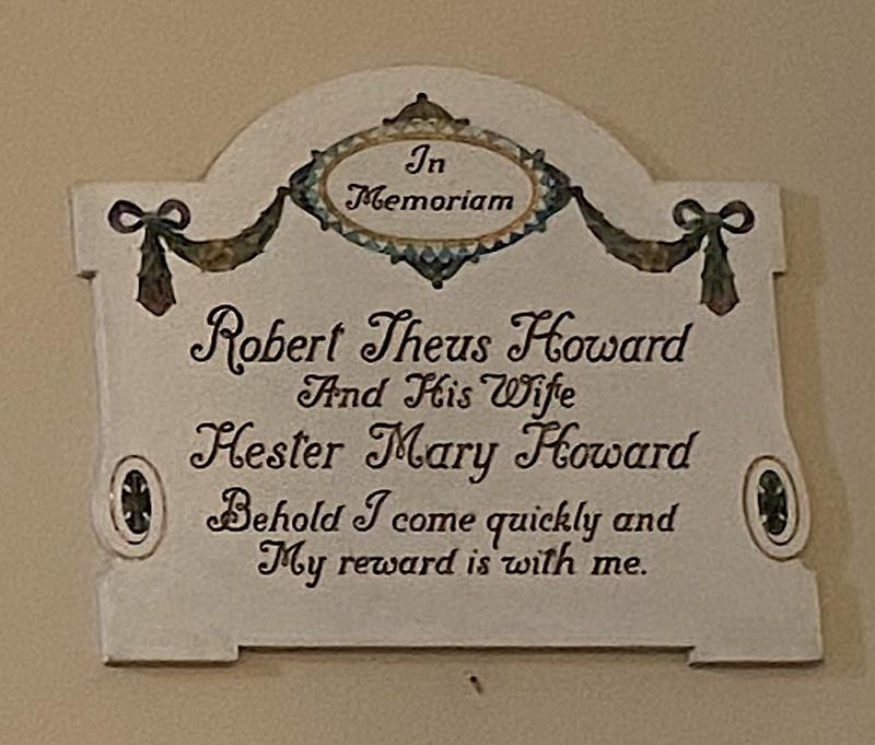 Howard Memorial Tablet:  marble inlaid with glass
