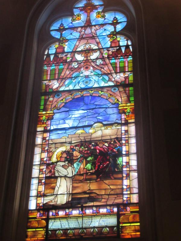 Mudge Memorial Window:  St. Stephen being stoned to death