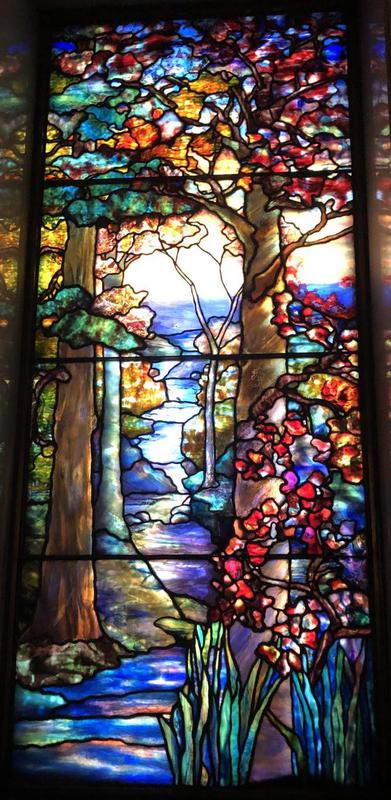 Hurley Memorial Window:  landscape with trees and brook