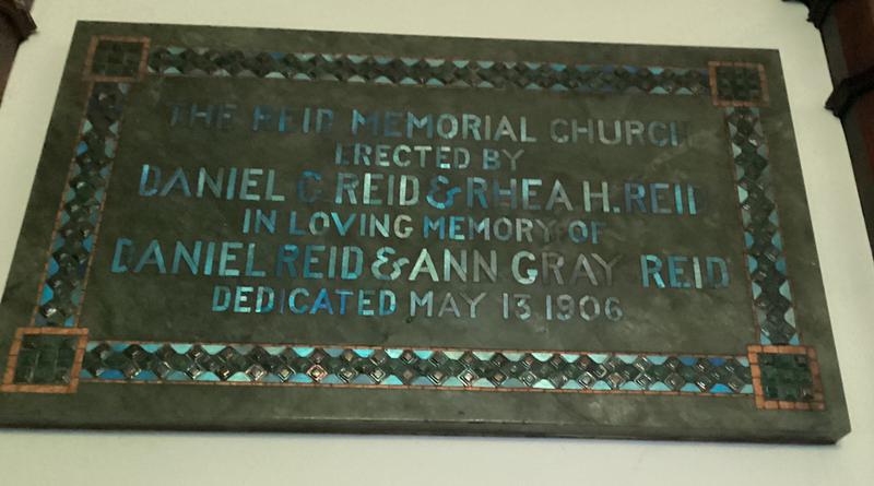Reid Memorial Tablet:  royal Irish and green marble, inlaid with jewels and mosaics