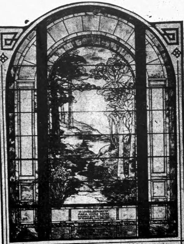 Beebe Memorial Window:  landscape suggesting the 23rd Psalm, The Lord is My Shepherd