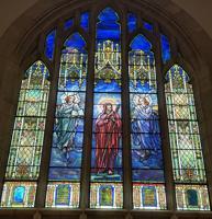 California, Pasadena, All Saints Church: Hugus Memorial Window:  Good Shepherd and Angels of Goodness and Mercy