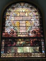 New York, Ithaca, St. Catherine's Greek Orthodox Church: Wilcox Memorial Window:  Cross and Angels