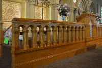 mosaic and tilework on pulpit, chancel rail and sedilia mosaic and tilework on pulpit, chancel rail and sedilia
