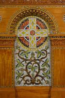mosaic and tilework on pulpit, chancel rail and sedilia mosaic and tilework on pulpit, chancel rail and sedilia