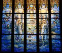 Michigan, Flint, First Presbyterian Church: Northrop Memorial Window:  Holy City and Angels of Praise