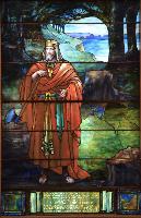 New York, Utica, Masonic Care Community, Tompkins Memorial Chapel: Scudder Memorial Window:  Hiram King of Tyre