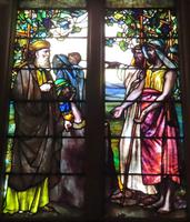 New York, New York City, Brooklyn, First Unitarian Church: Low Memorial Window:  Workers in the Vineyard