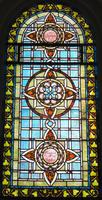 New York, New York City, Brooklyn, Flatbush Reformed Church: Suydam Memorial Window:  similar to Cortelyou window in color but more geometrical