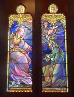 Texas, San Juan, Gelman Stained Glass Museum: Campbell Memorial Window:  Christ and Charity