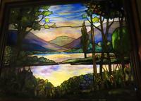Illinois, Evanston, Halim Time and Glass Museum: landscape with cypress