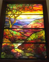 Illinois, Evanston, Halim Time and Glass Museum: landscape, River of Life