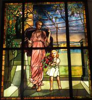 Illinois, Evanston, Halim Time and Glass Museum: landscape with woman and girl