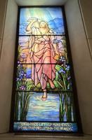 Ohio, Mayfield Heights, Knollwood Cemetery, Knollwood Mausoleum: Suhr Memorial Window:  woman and irises