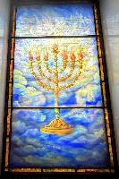 Illinois, Chicago, Rosehill Cemetery, Community Mausoleum: Stern Memorial Window:  seven candle menorah