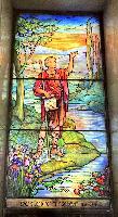 Illinois, Chicago, Rosehill Cemetery, Community Mausoleum: S.J.T. Straus Memorial Window:  male biblical figure standing by river