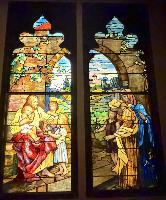 New York, New York City, Brooklyn, St. John's Church: Lounsbery Memorial Window:  Christ Blessing Children