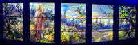 New York, New York City, Manhattan, New-York Historical Society: Potter Memorial Window:  Good Shepherd and Landscape
