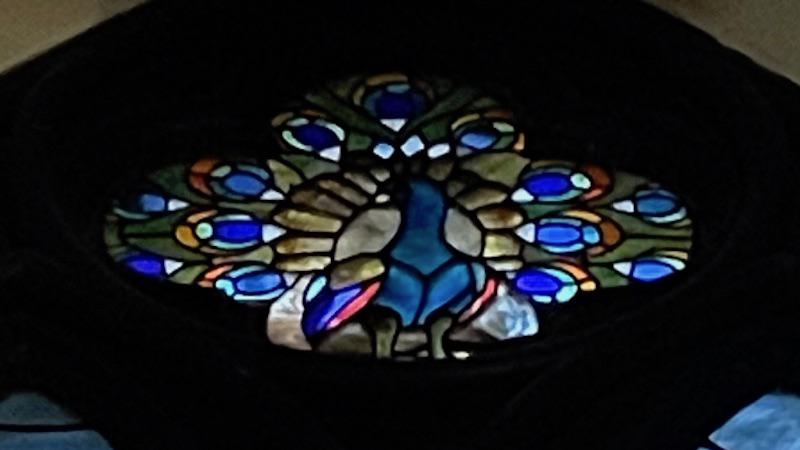 quatrefoil, peacock in center