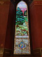 Fernow Memorial Window:  a forest scene leading to distant hills