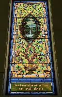 Ohio, Mayfield Heights, Knollwood Cemetery, Knollwood Mausoleum: Martin Memorial Window:  ornamental with landscape medallion
